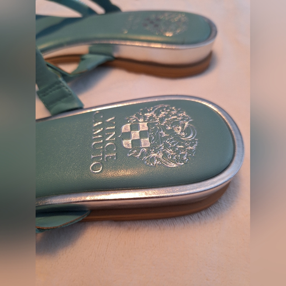 Vince Camuto Aruelle Leather Jeweled Sandal-Color Seafoam - Picture 3 of 8